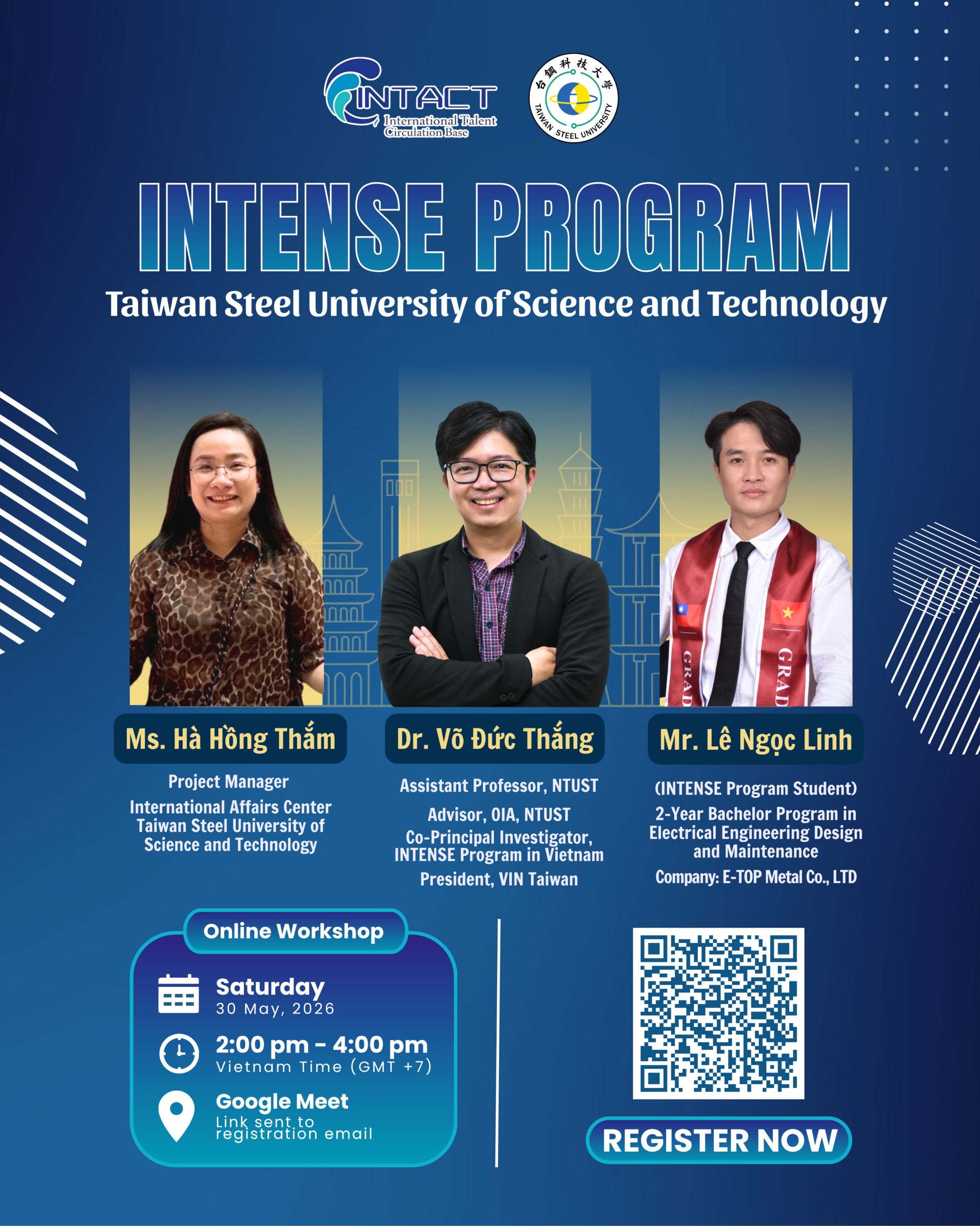 🚀 ONLINE WORKSHOP 04 – DU HỌC ĐÀI LOAN TẠI TSUST & HỌC BỔNG INTENSE