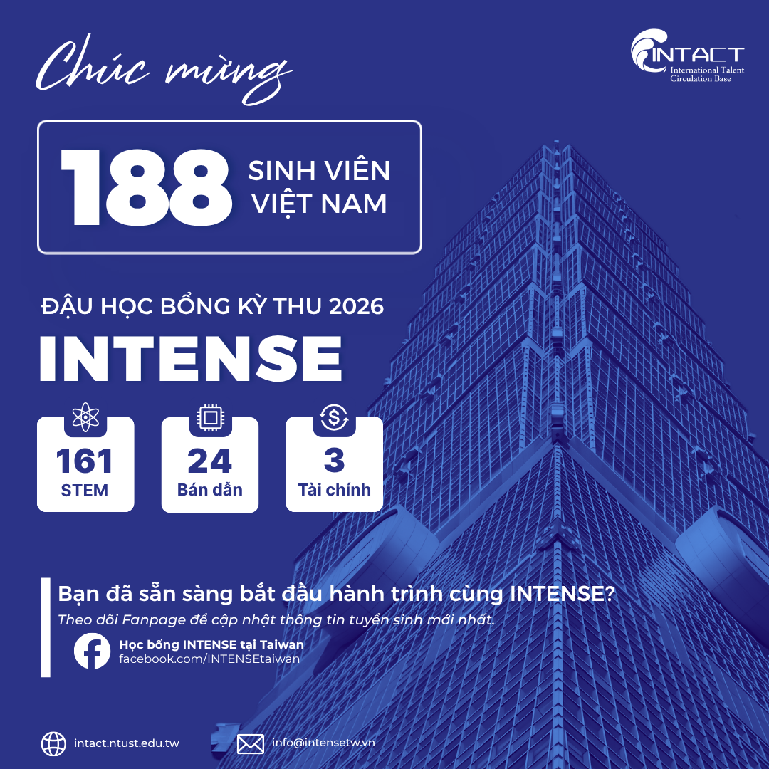 188 Sinh Viên Việt Nam Trúng Tuyển Học Bổng INTENSE Kỳ Thu 2026