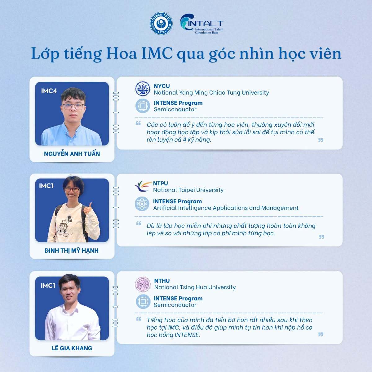 WHO CAN YOU MEET IN THE INTENSE MANDARIN CLASS (IMC)?