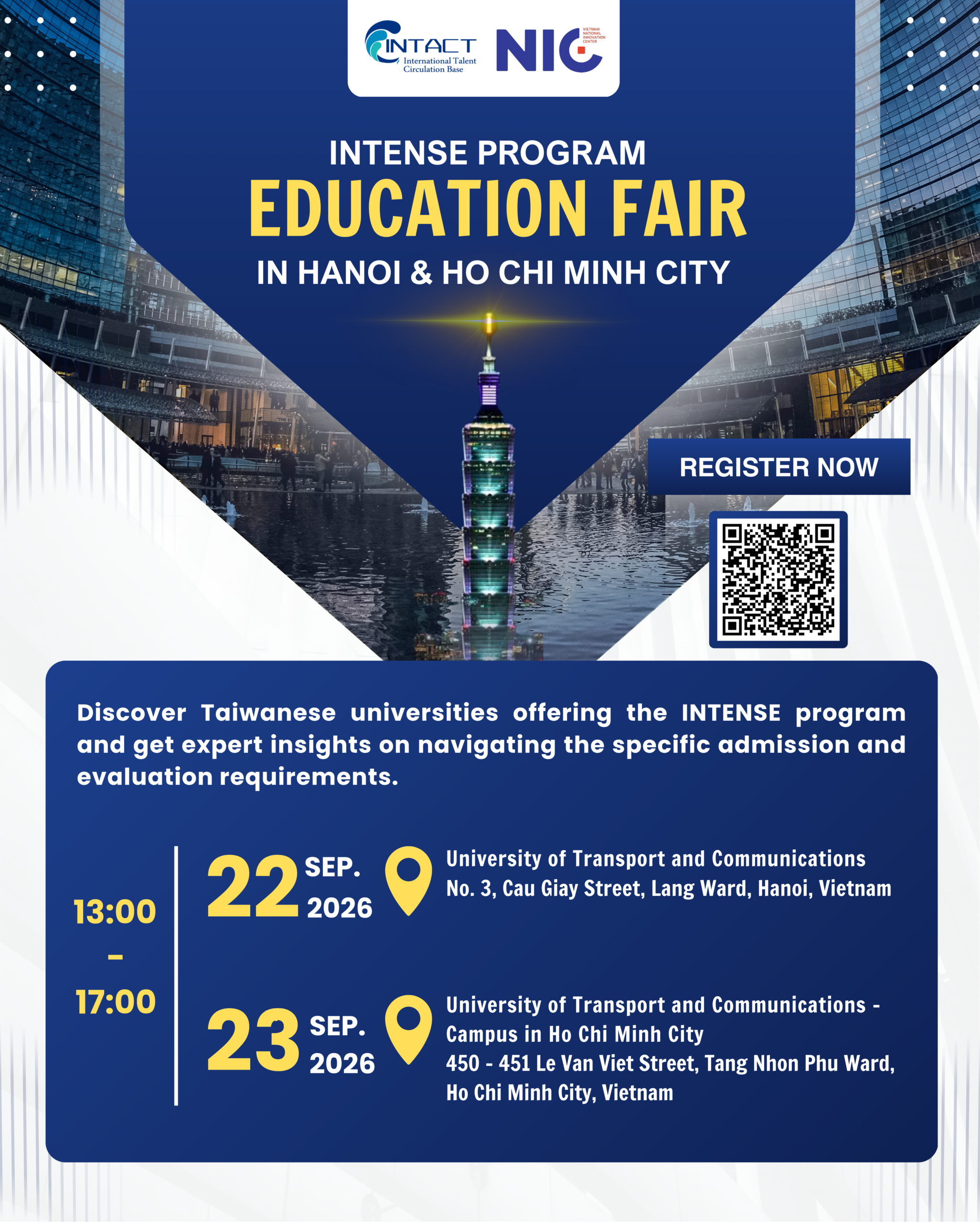 INTENSE Program Education Fair in Hanoi and Ho Chi Minh City – September 2026